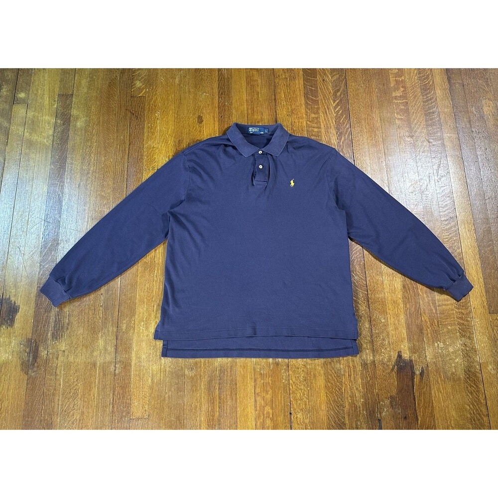 Polo Ralph Lauren Blue Large Long Sleeve Polo Shirt Logo Soft  Y2K Thrashed